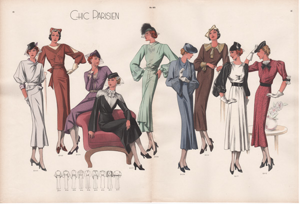 vintage fashion prints art deco chic parisien 1936